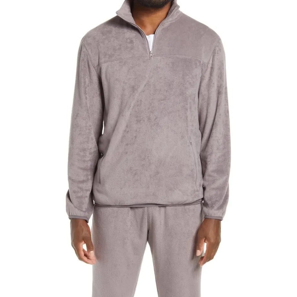 Daniel Buchler Mens XXL Plush Fleece‎ Quarter Zip Pullover Purple Soft